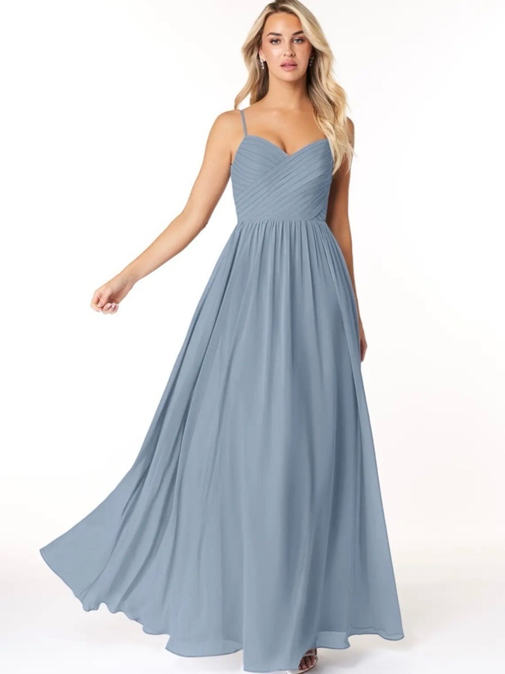 Azazie Dolphin Gray Spaghetti Strap Chiffon Bridesmaid Dress